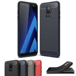 Slim Samsung Galaxy J8 Carbon Fibre Soft Carbon Case Cover 2018 J810