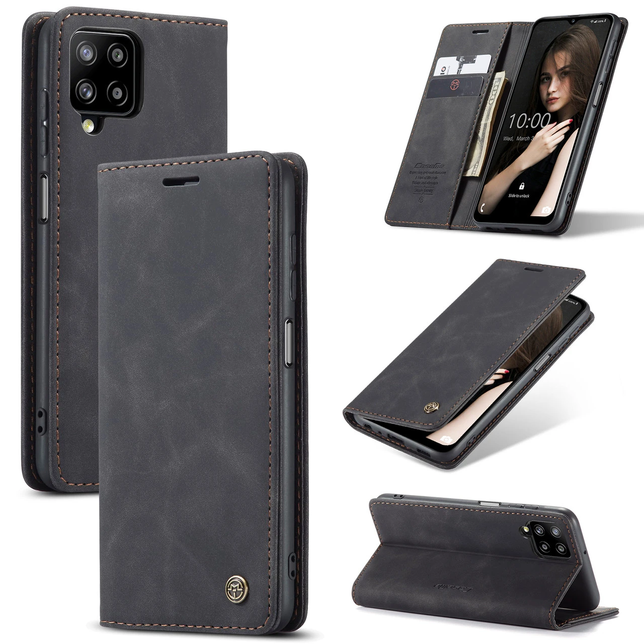 CaseMe Samsung Galaxy A12 Classic PU Leather Folio Case Cover A125 3 CaseMe Samsung Galaxy A12 Classic PU Leather Folio Case Cover A125 - Image 3