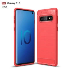 Slim Samsung Galaxy S10 Carbon Fibre Soft Carbon Case Cover S 10 G973 -Deals MyCaseCovers Store red 25399.1552475109.1280.1280